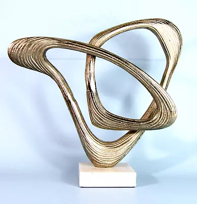 Mid-century Modern Abstract Silver Metal Sculpture Geometric Infinity Loop Art • $140.25