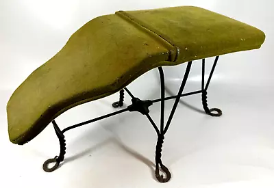 Antique Lime Green Twisted Iron Metal Victorian Retail Shoe Store Bench Stool • $134.99