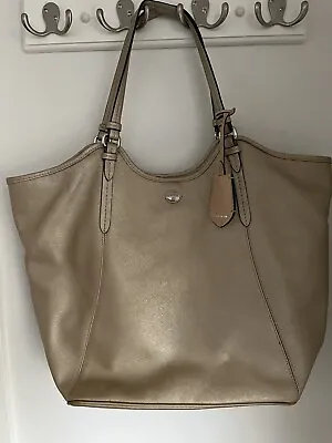 COACH Gold Peyton Shoulder Satchel Tote Bag Crossgrain Saffiano Leather • $59.99