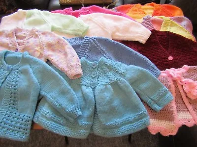 Assorted New Hand Knitted Baby Cardigans Age 0-3 Months. • £8.50