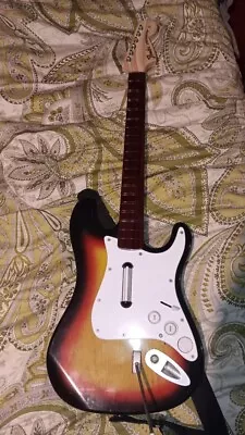 Xbox 360 Rock Band 2 RARE SUNBURST Wireless Stratocaster Fender Guitar Hero Nice • $110