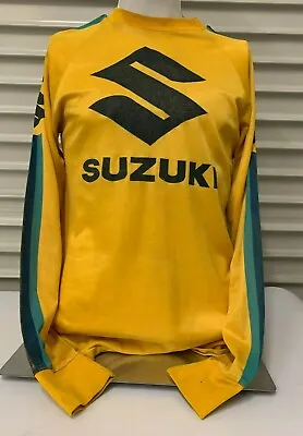 VINTAGE Suzuki Motocross Jersey Dirt Bike Made USA Med Racing L/Sleeve Moto-X MX • $250