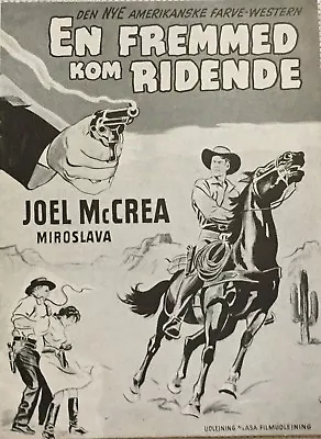 Stranger On Horseback Joel McCrea Miroslava Vtg 1955 Danish Movie Program • $19.99