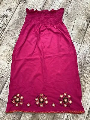 Miss Selfridge Sun Dress Size 6-8 Ladies Strapless Magenta Pink Elasticated • £8.50