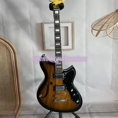 6 String Sunburst Electric Guitar Semi Hollow Body HH Pickup Chrome Hardware • $287