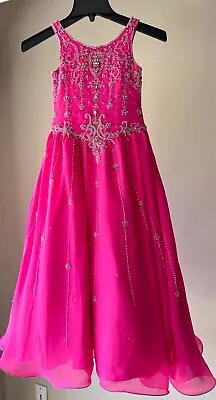 Hot Pink Princess Beaded Long Gown • $100