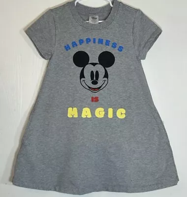 Hanna Andersson Toddler Girl 110 Dress Gray Short Sleeve Mickey Mouse Crew Neck • $11.25
