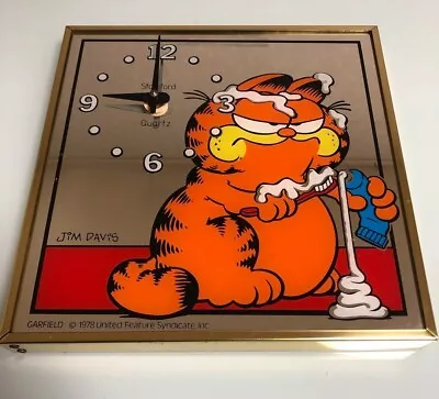 Garfield Mirror Wall Clock Vintage Size 12.5 × 12.5 1978 Rare Made In Canada • $277.60