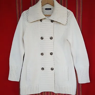 Lands' End Vintage Cardigan Sweater Cream Color Wool Size Medium Classic  • £14.25