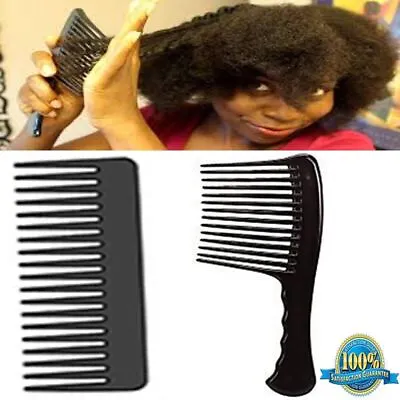 Wide Tooth Detangle Comb Hairdressing/styling Barbers Afro Rake Combs Black New • £2.98