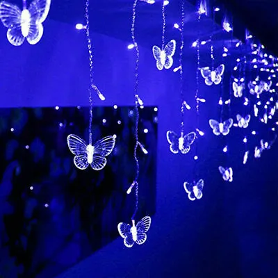 $13.98 • Buy Christmas 96 LED Curtain Window Butterfly String Fairy Lights Waterproof Decor