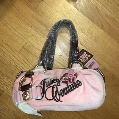 $300 • Buy Retro Juicy Couture Pink Terry Cloth Fluffy Bag Flower Design New With Tags