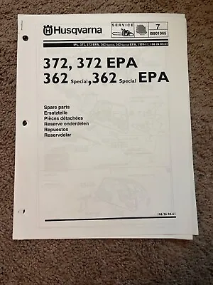 Vintage Husqvarna 372372 EPA 362 Special EPA Husqvarna Spare Parts List Manual • $14.20