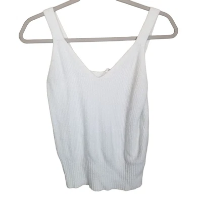 $25 • Buy Joie Womens S White Ribbed V-Neck Sleeveless Pullover Sweater Wide Straps