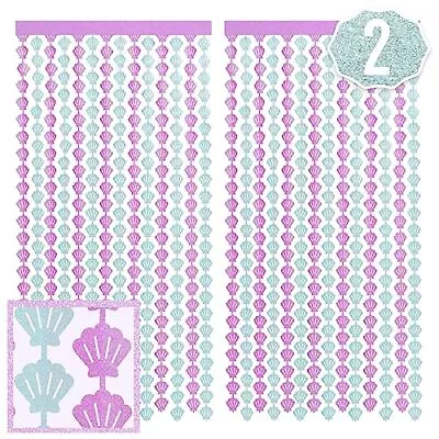  Party Mermaid Shell Foil Curtain - Set Of 2 | Mermaid Birthday Party Suppli... • $20.62