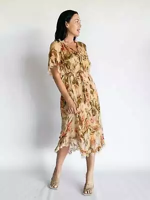 Zimmermann Resistance Tiered Tie-Neck Floral Dress • $271.20