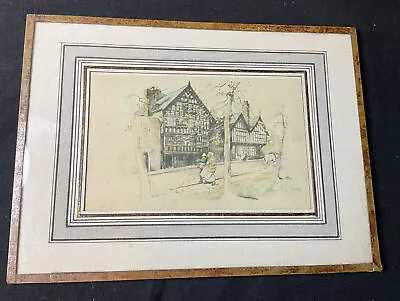 Old Marjorie Bates Glass Mount Picture Print The Bear & Billet Chester Inn House • £15
