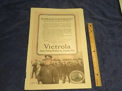 Victor Victrola Magazine Ad - Color - 11 X17  -  The Thrill Of The Band • $7.50