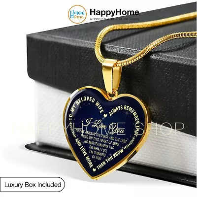 Heart Necklace Love Gift For Wife Beloved Wife I Love You More Jewelry -N393 • $35.05