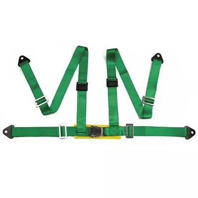 Green Seat Belts 4 Point Snap-In 2  Seat Belt Racing Harness Safety With Camlock • £35.12