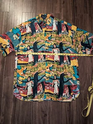 Vintage Silk Club Men’s 100% Silk Shirt Size XL Multicolored 2 Women Near Tree • $45.99