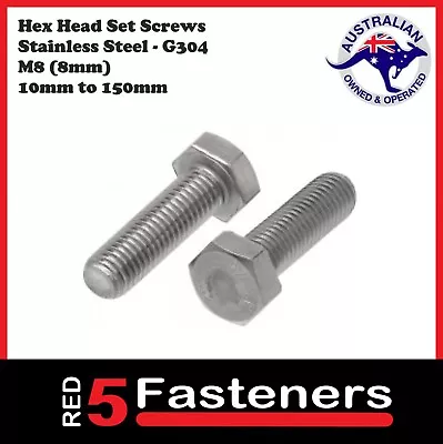 M8 (8mm) Hex Head Set Screw - Stainless Steel - Grade 304 - Metric Coarse Thread • $5.90