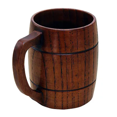400mL Wooden Tankard Beer Stein Mug With Handle Milk Coffee Drink Cup 4.1 X • $40.70