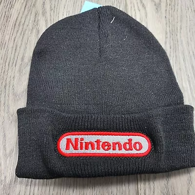 New! Embroidered Nintendo Beanie Black With Red Adult Size One Size Fits All • $19.99