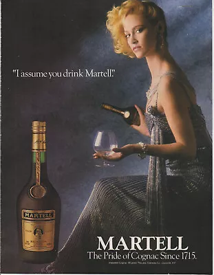 1985 Martell Cognac - Sexy Elegant Blonde Girl Tall Slender  I Assume - Print Ad • $9.79