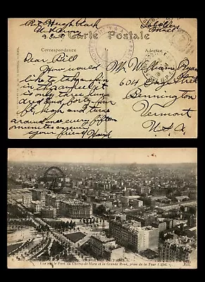 MayfairStamps US 1910s APO Censored To Bennington VT Eiffel Tower Post Card Aaj_ • $1