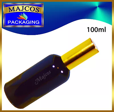 100ml Empty  Black Glass Bottles With Shiny Golden  Atomizer / Mist Spray • £18