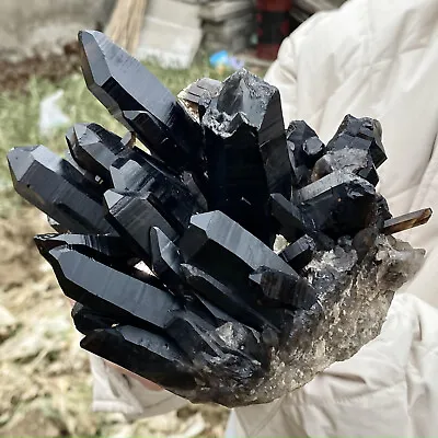 3.46LB Natural Beautiful Black Quartz Crystal Cluster Mineral Specimen • $2.25