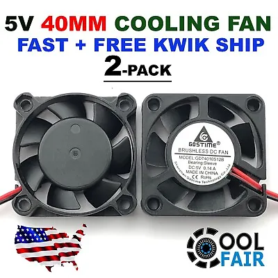 5V 40mm Cooling Computer Case Fan 4010 40x40x10mm DC PC 3D Printer 2-Pin 2-Pack • $8.25