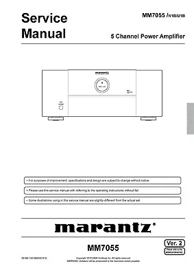 Service Manual Instructions For Marantz MM 7055 • $16.46