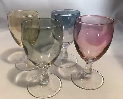 Vintage Harlequin Coloured Drinking Glasses Set X4 Liqueur Shot Sherry • $23