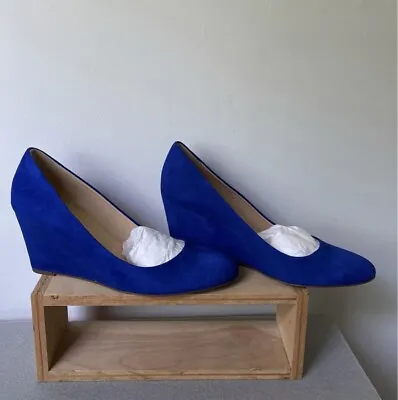 JCREW: Martina Blue Suede Wedges 8 • $29