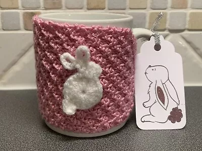 £2.49 • Buy Hand Knitted Pink Mug Cosy With Cute Crochet Bunny Rabbit. Easter Gift?