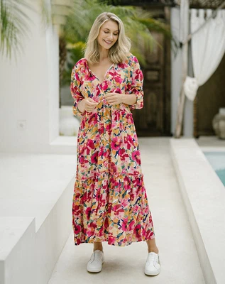 $99.95 • Buy Lily Maxi Dress In Multi-Colour Floral Print By Bee Maddison*