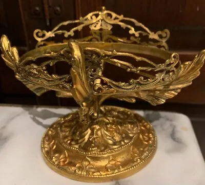 Vintage Soap Dish Brass? Gold Ornate Victorian St. 4  (height) X 5  X 6 . • $44.75