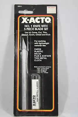 VINTAGE -- X-Acto X5211 #1 Precision Knife Set W/5 Blades Carded • $14.95