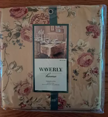 NEW WAVERLY FLORAL CABBAGE ROSES 70  X 108  COTTON TABLECLOTH New In Package • $54.95