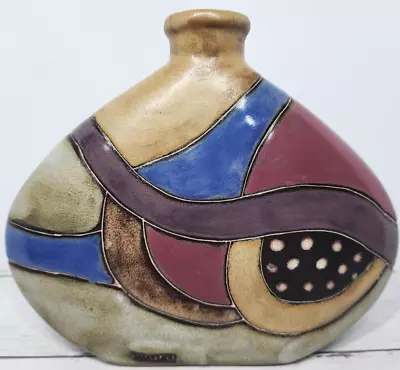 MARA Mexico Colorful Decanter  Primitive Abstract Stoneware Artist Signed • $17.99