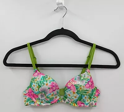 Victoria's Secret Bra 32A Multicolor Floral Tropical Sequins Push Up Very Sexy • $22.99