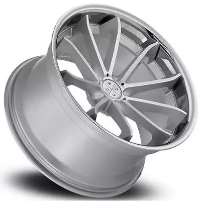 (4) 20  Staggered Blaque Diamond Wheels BD-23 Silver With Chrome SS Lip(B31) • $2300