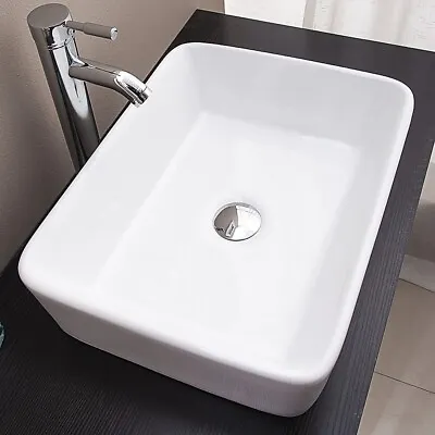 Ceramic Bathroom Basin Vanity Sink Square Above Counter Top Mount Bowl • $97.95