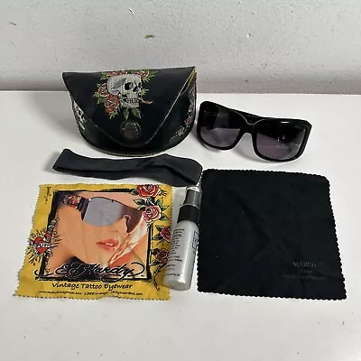 Ed Hardy Women's Embellished Black Sunglasses With Cleaning Cloth Spray & Pouch • $99.99