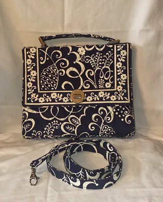 Sale! Vera Bradley JULIA Turn Lock In TWIRLY BIRDS NAVY Crossbody Handbag. • $15