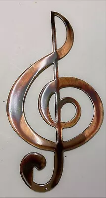 TrebleClef --Copper Bronzed Ptd Musical Note Music Metal Wall Art Decor 12  X 6  • $21.99