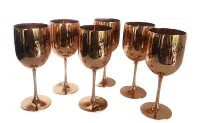Set Of 6 Moet & Chandon Champagne Shiny Rose Gold Colour Acrylic Goblet Glasses • $52.16