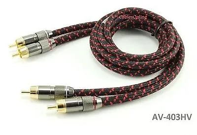 3ft Premium PRO 2-RCA Male To Male Gold-Plated Flexible Woven Audio Cable • $24.95